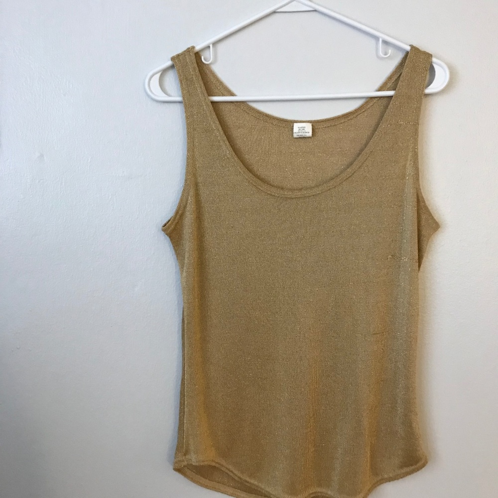 Shiny & Shimmery Gold Lurex Tank Top Size Large